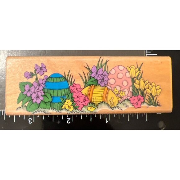 Hero Arts Easter Egg Garden Wood Mounted Rubber Stamp F363 Floral Spring - Picture 1 of 4